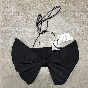 Zara Elegant Black Bow Top